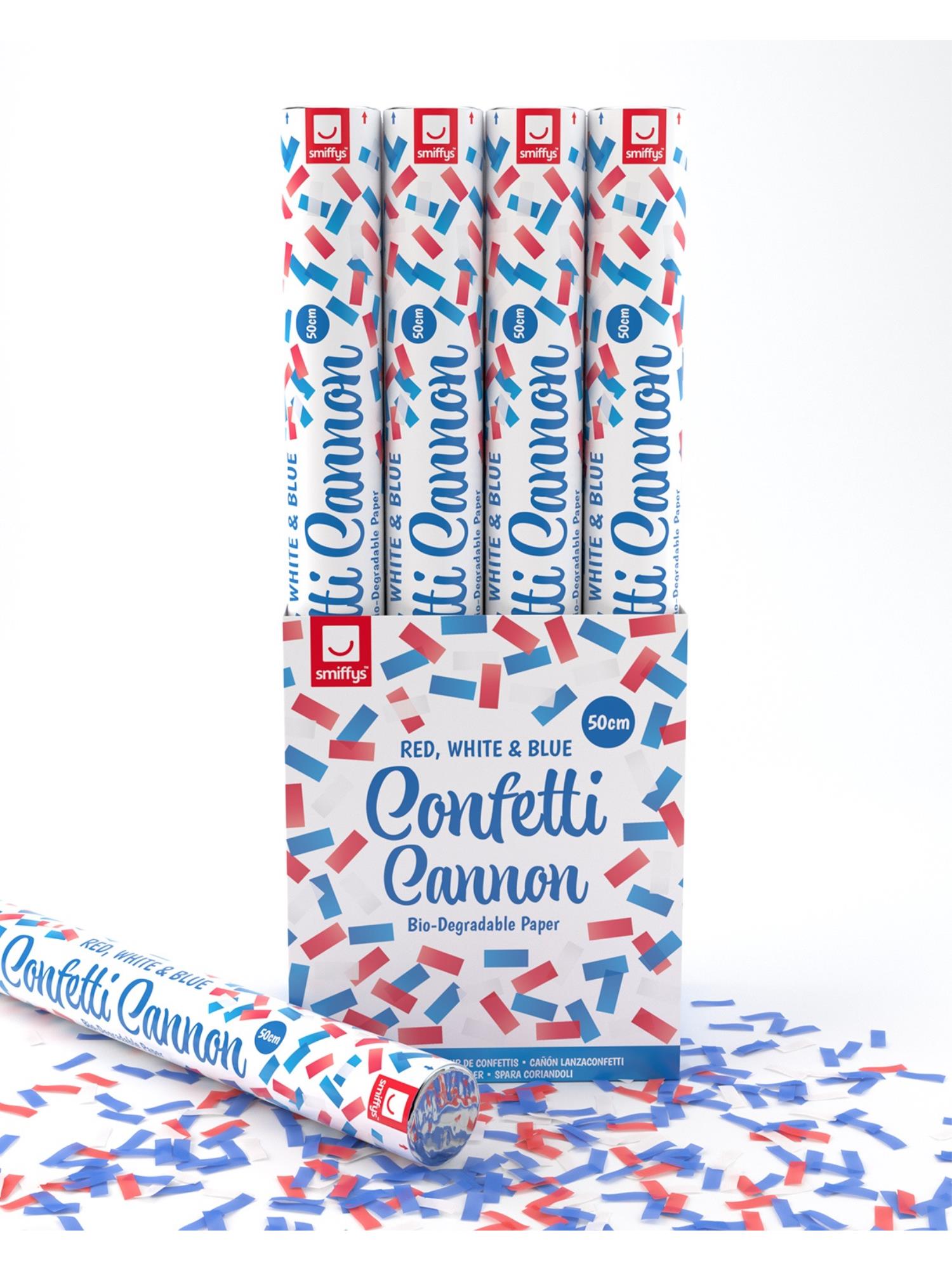 50cm Confetti Cannon, Red, White & Blue, DB of 12 1