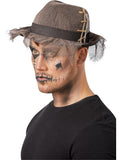 Gothic Distressed Linen Style Trilby Hat, Grey 1