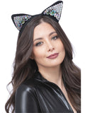 Jewelled Black Cat Ear Headband 1