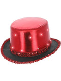 LED Light Up Metallic Top Hat, Red 1