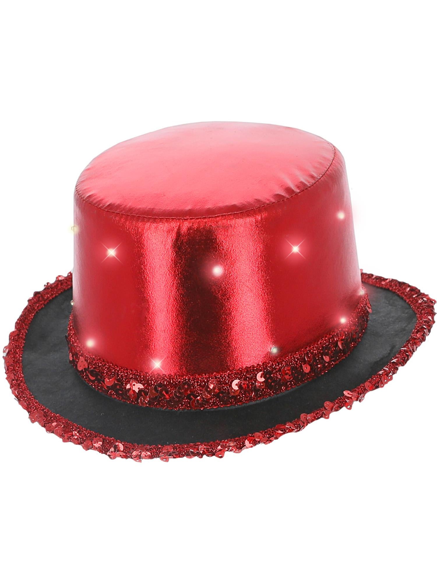 LED Light Up Metallic Top Hat, Red 1