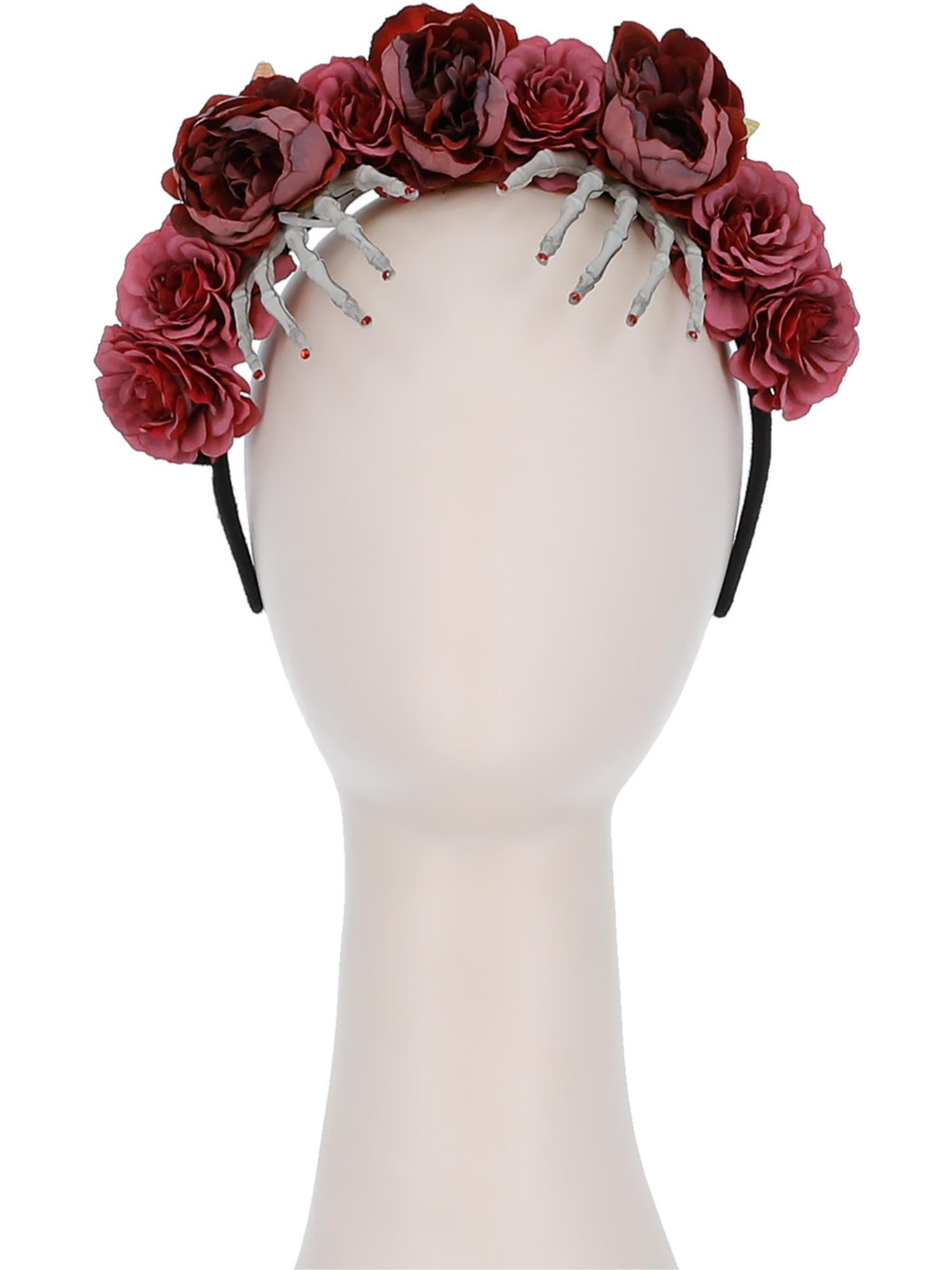 Red Rose & Skeleton Hand Headband 2