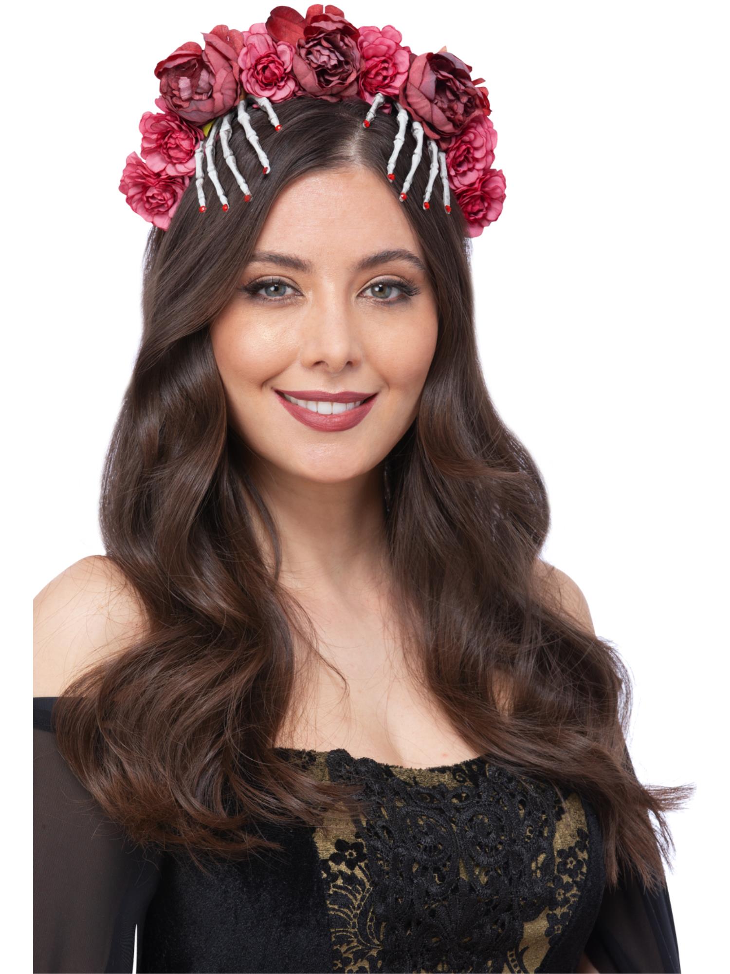Red Rose & Skeleton Hand Headband 1