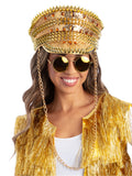 Fever Deluxe Sequin Studded Captains Hat, Gold 1