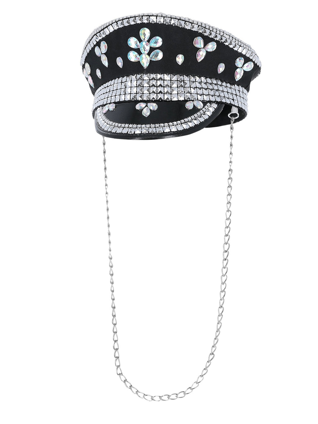 Fever Deluxe Sequin Studded Captains Hat, Black 2