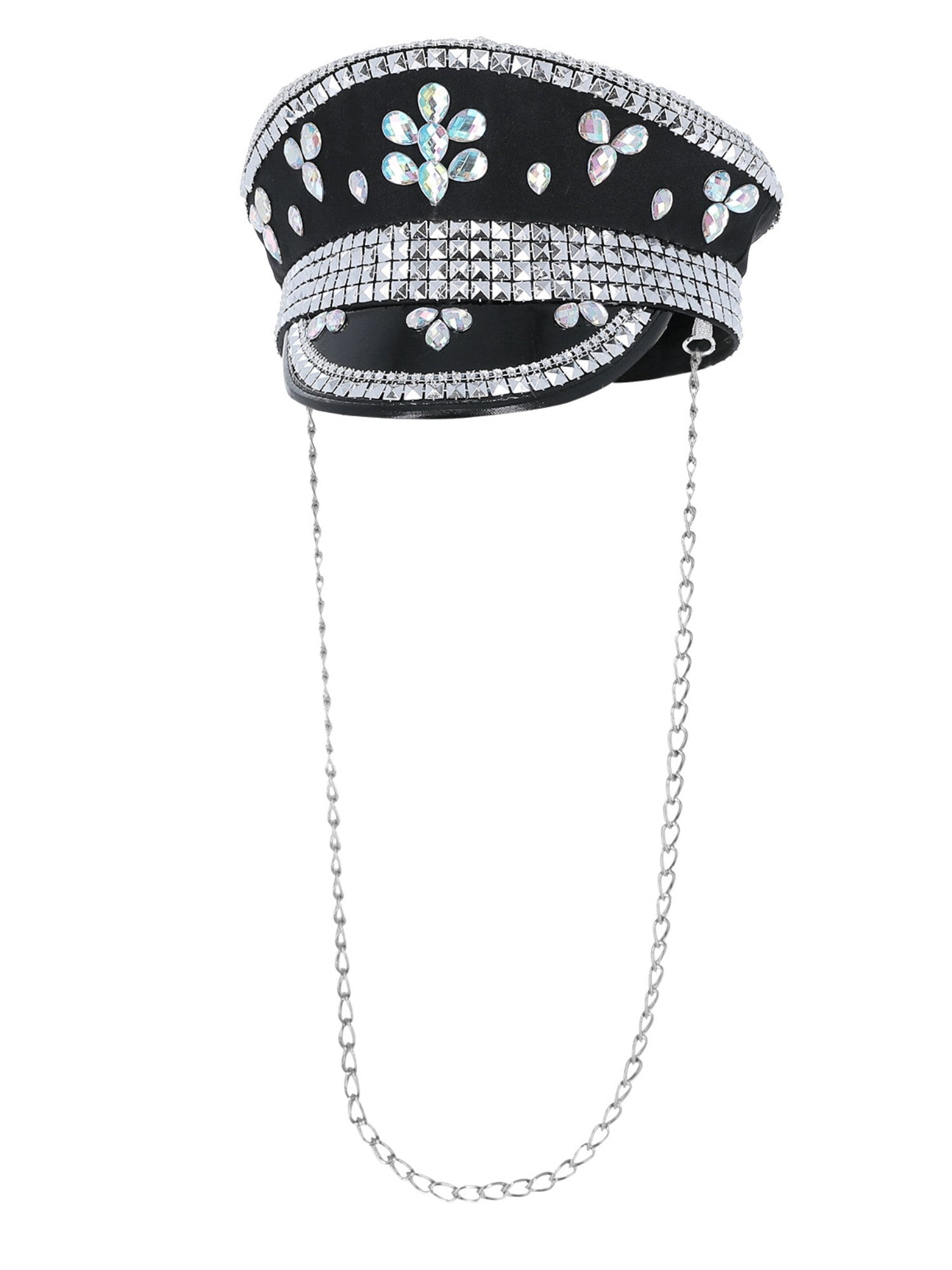 Fever Deluxe Sequin Studded Captains Hat, Black 2