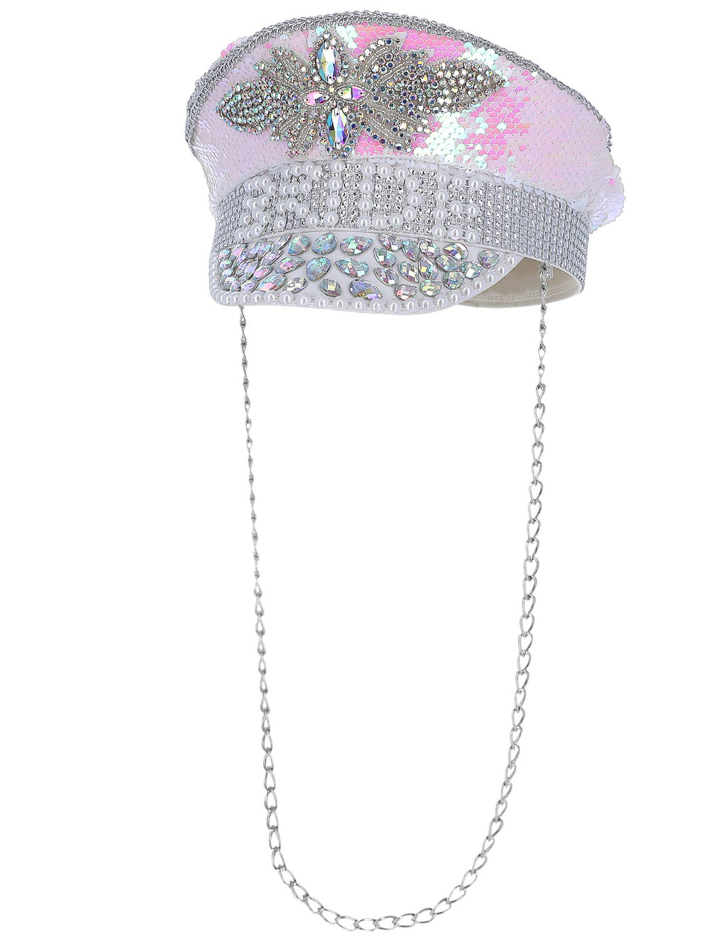 Fever Deluxe Sequin & Pearl Bride Captains Hat 2