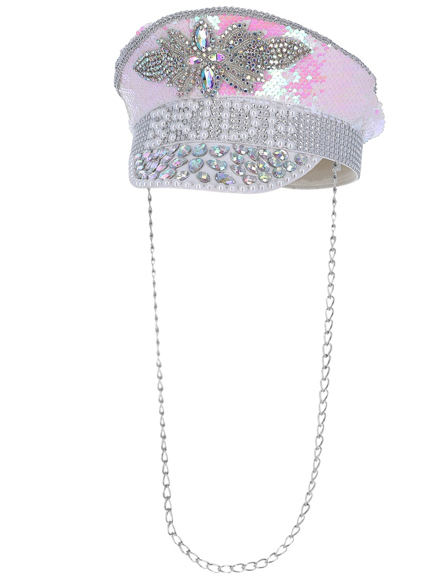 Fever Deluxe Sequin & Pearl Bride Captains Hat 2