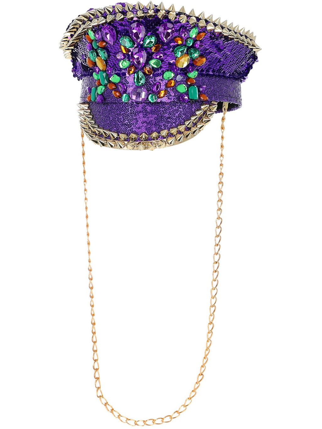 Fever Deluxe Sequin Studded Captains Hat, Purple 1