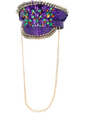 Fever Deluxe Sequin Studded Captains Hat, Purple 1
