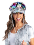 Fever Deluxe Sequin Studded Captains Hat, Rainbow 1