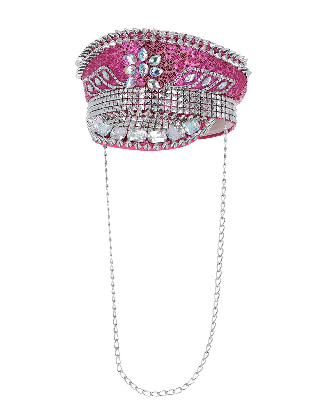 Fever Deluxe Sequin Studded Captains Hat, Hot Pink 2