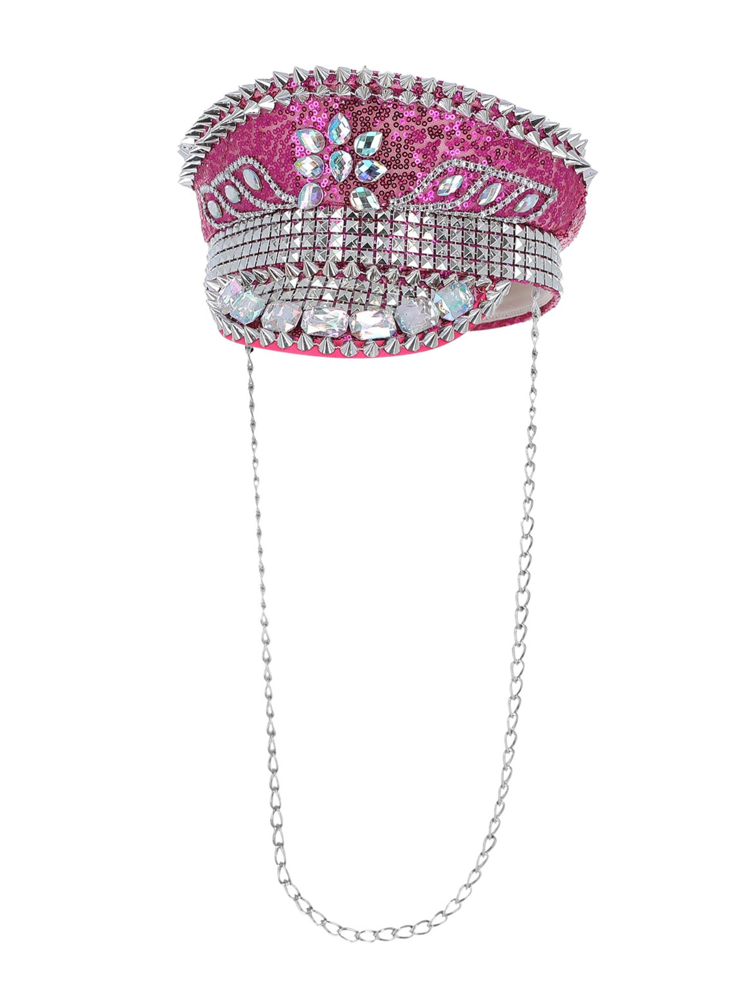 Fever Deluxe Sequin Studded Captains Hat, Hot Pink 2