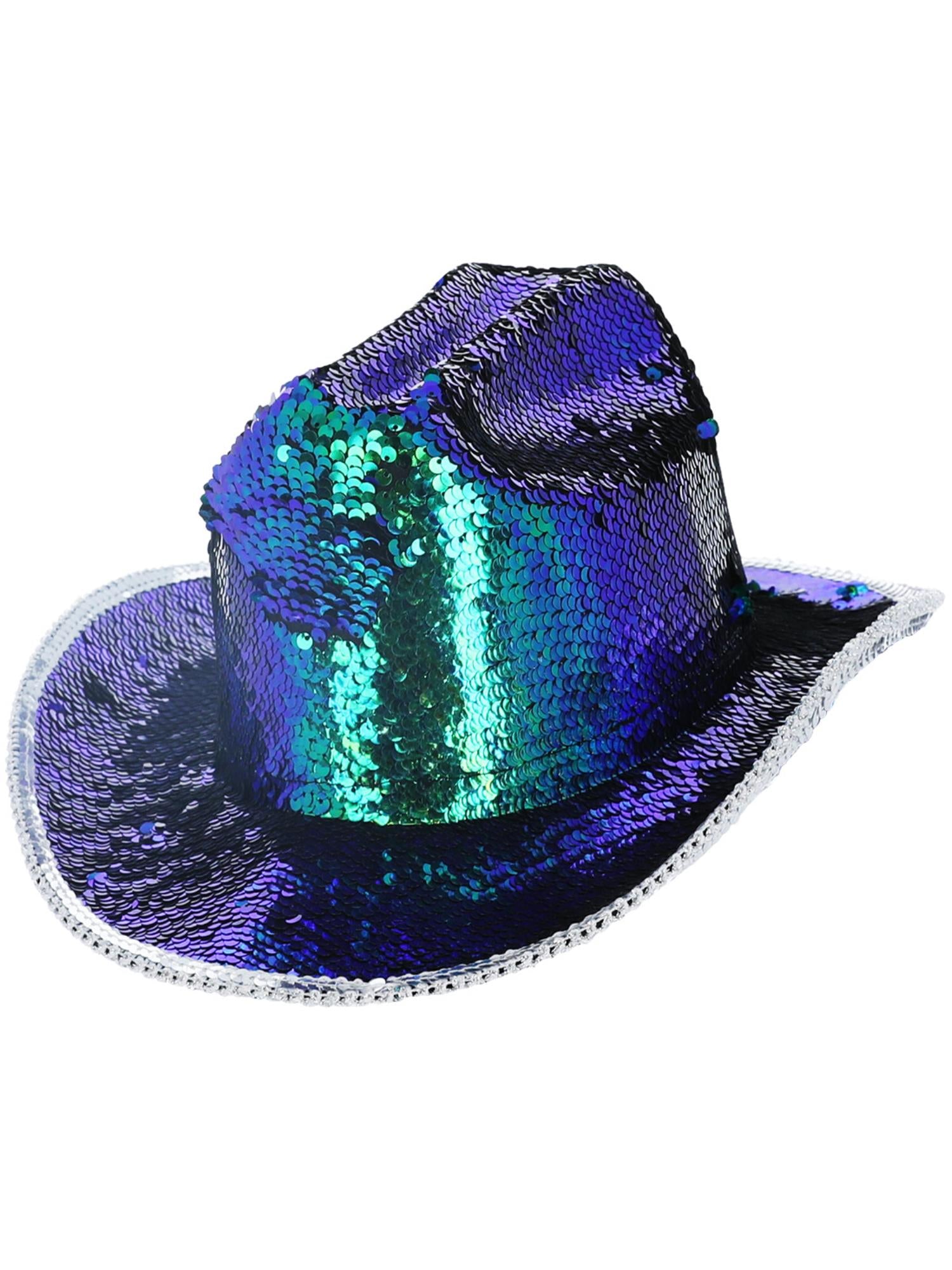 Fever Deluxe Sequin Cowgirl Hat, Iridescent Green 1