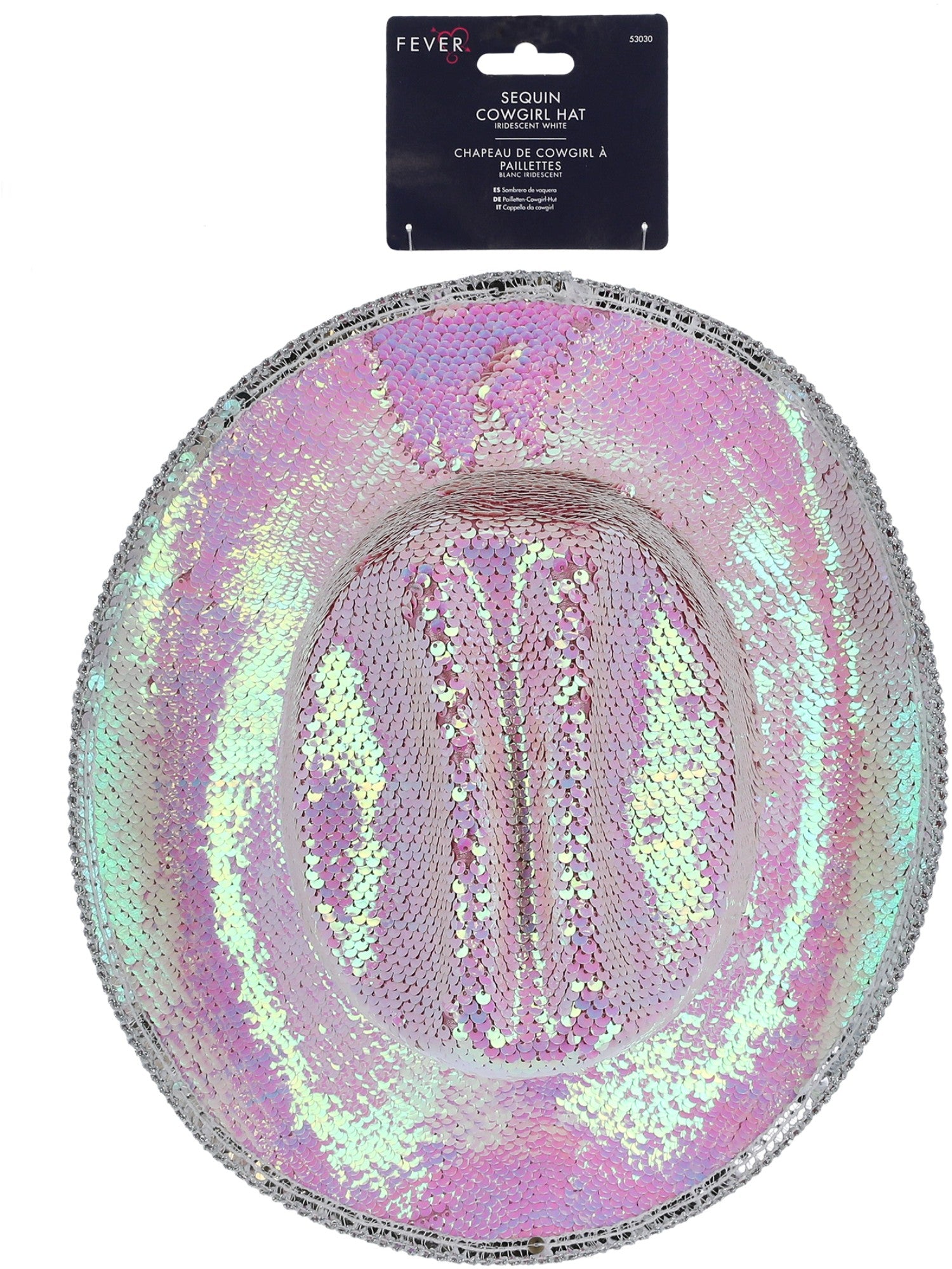 Fever Deluxe Sequin Cowboy Hat, Iridescent White 2