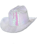 Fever Deluxe Sequin Cowboy Hat, Iridescent White 1