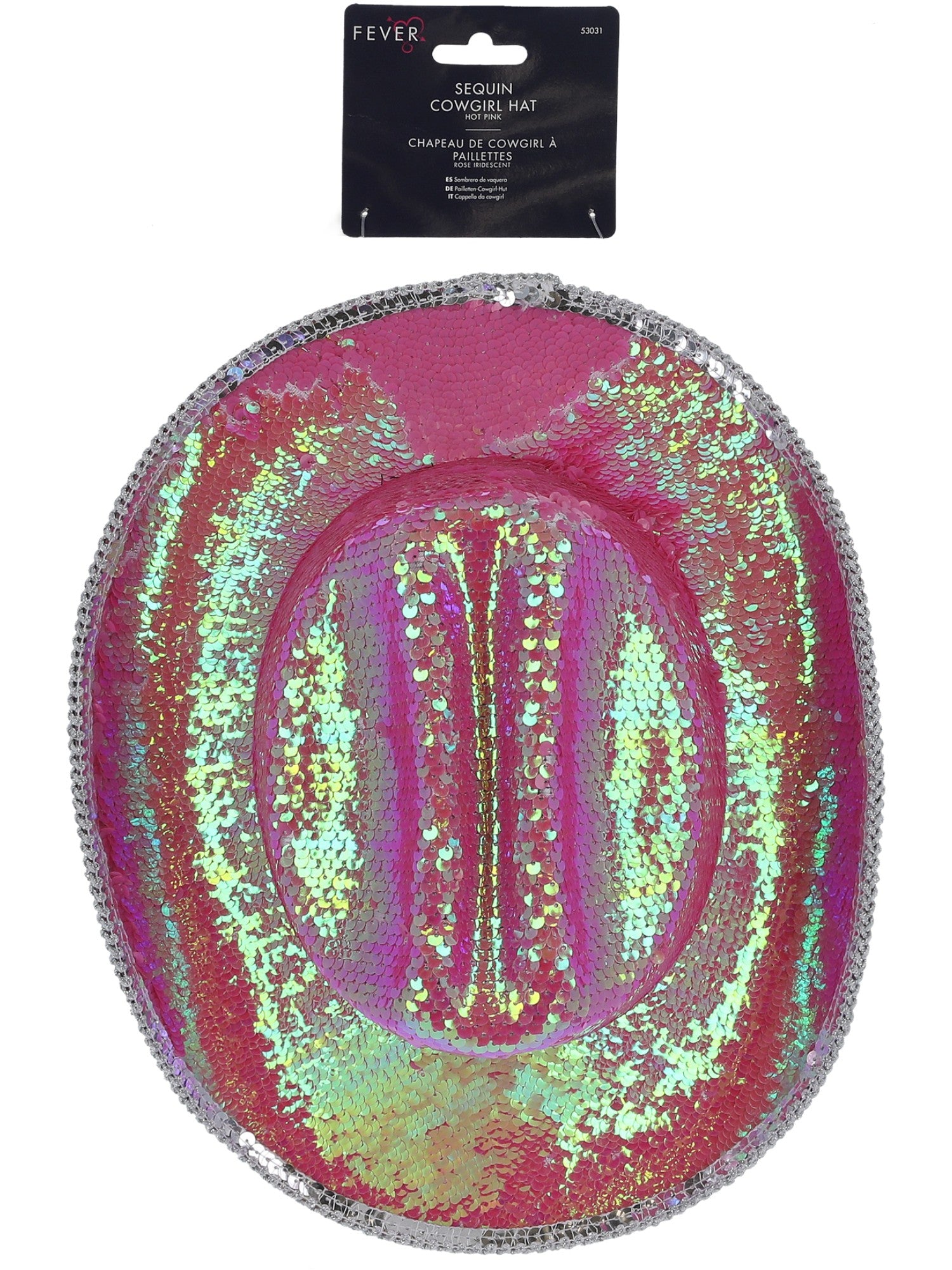 Fever Deluxe Sequin Cowboy Hat, Iridescent Pink 2