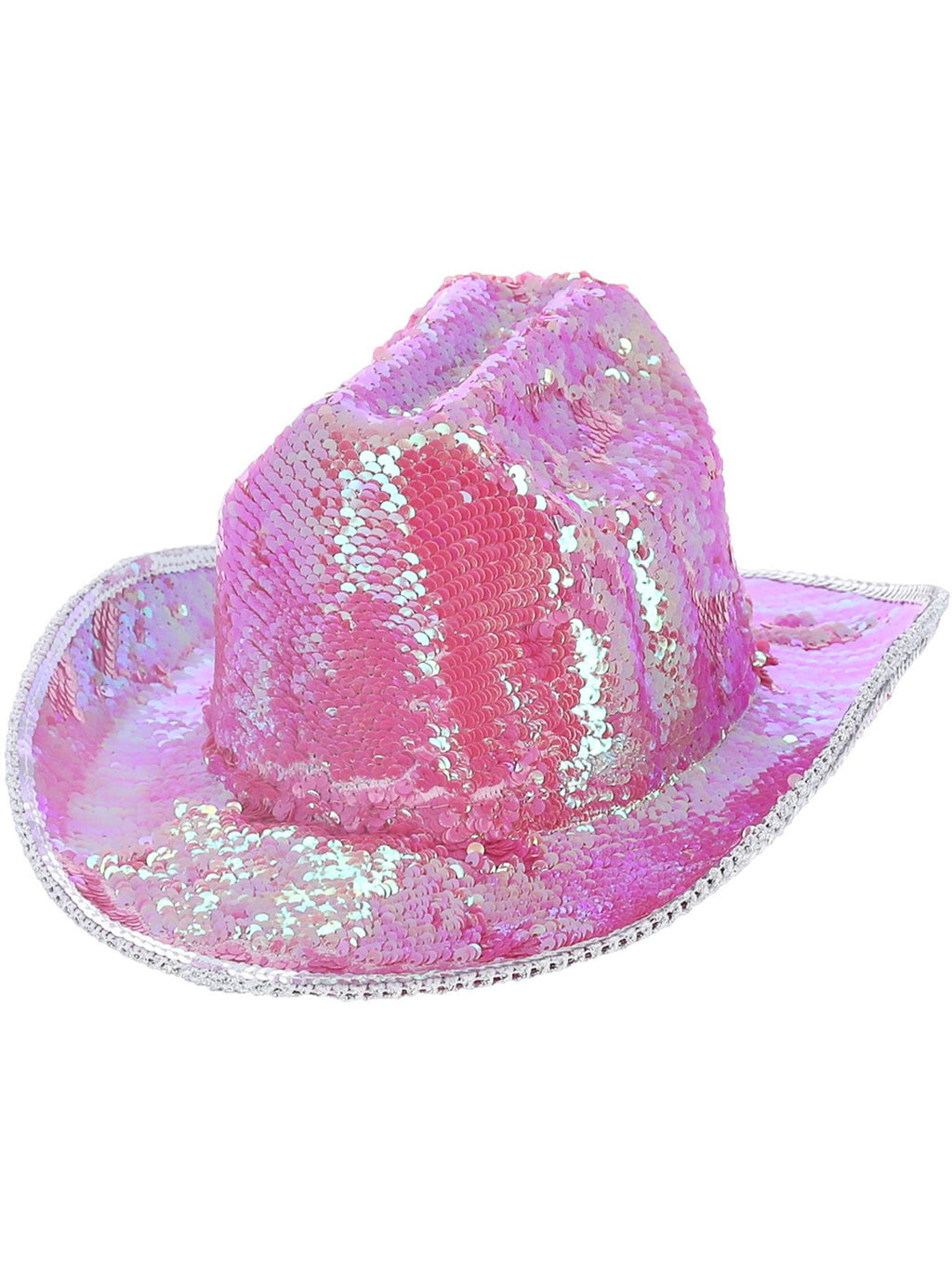 Fever Deluxe Sequin Cowboy Hat, Iridescent Pink 1