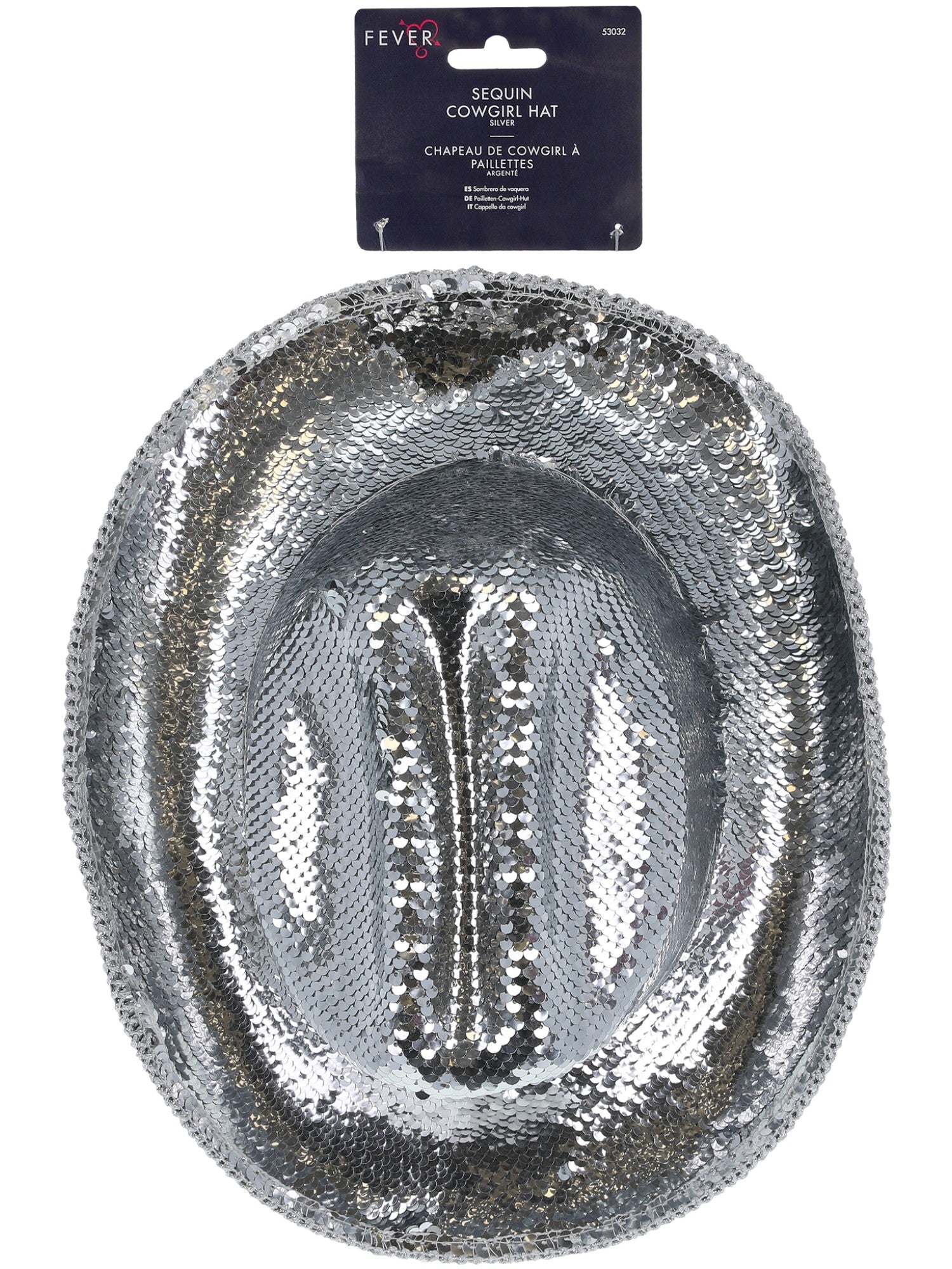 Fever Deluxe Sequin Cowboy Hat, Silver 2