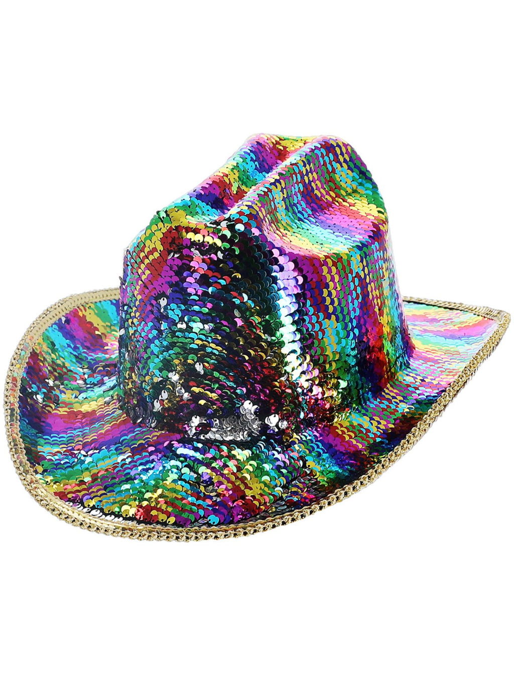 Fever Deluxe Sequin Cowboy Hat, Rainbow 1