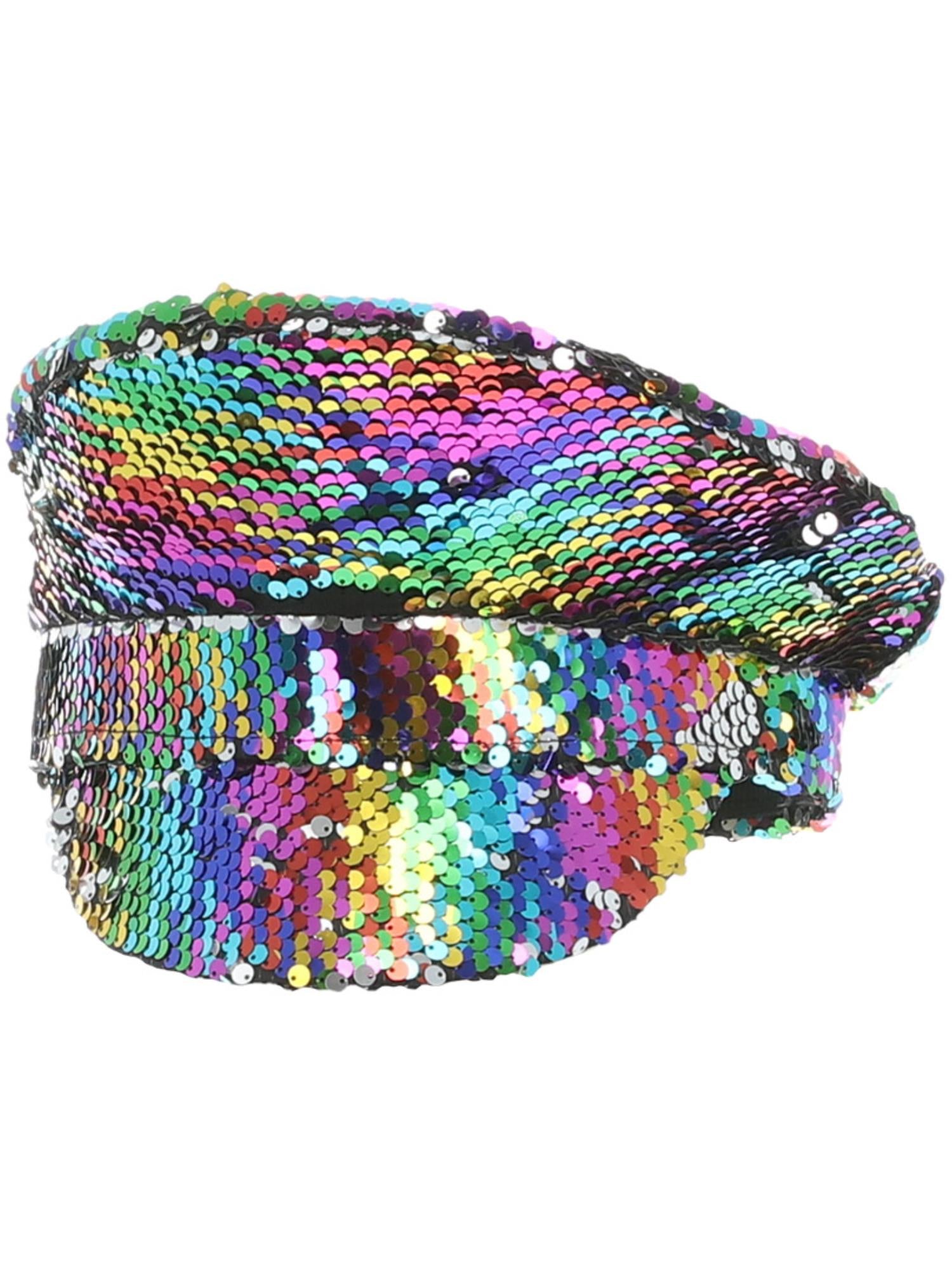 Sequin Captains Hat, Rainbow 1