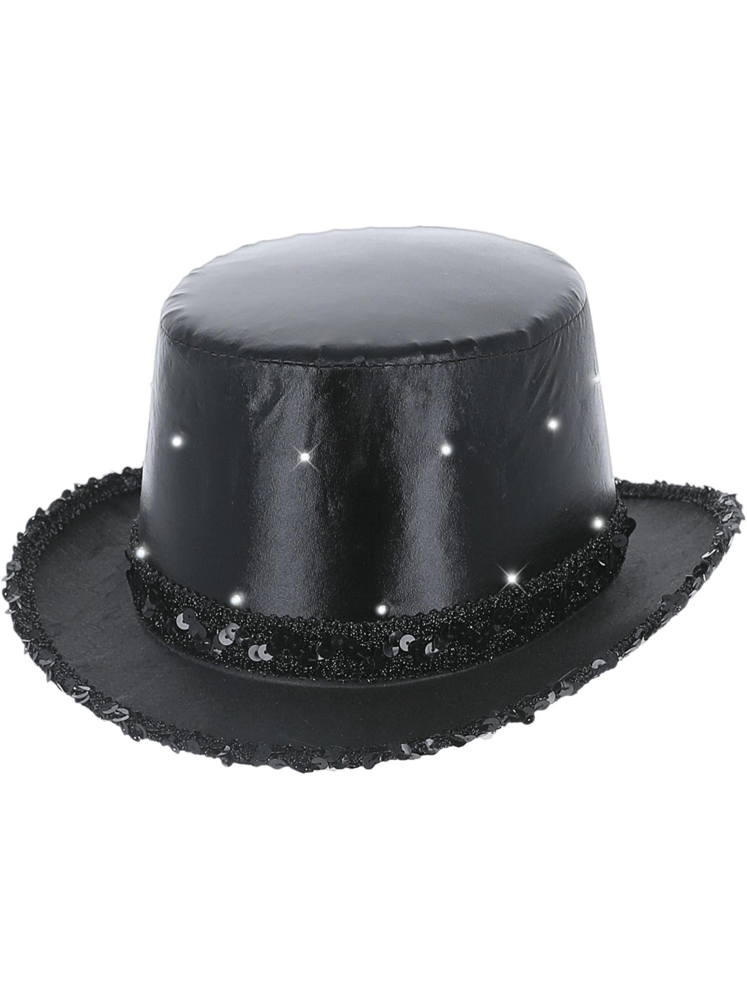 LED Light Up Metallic Top Hat, Black 1