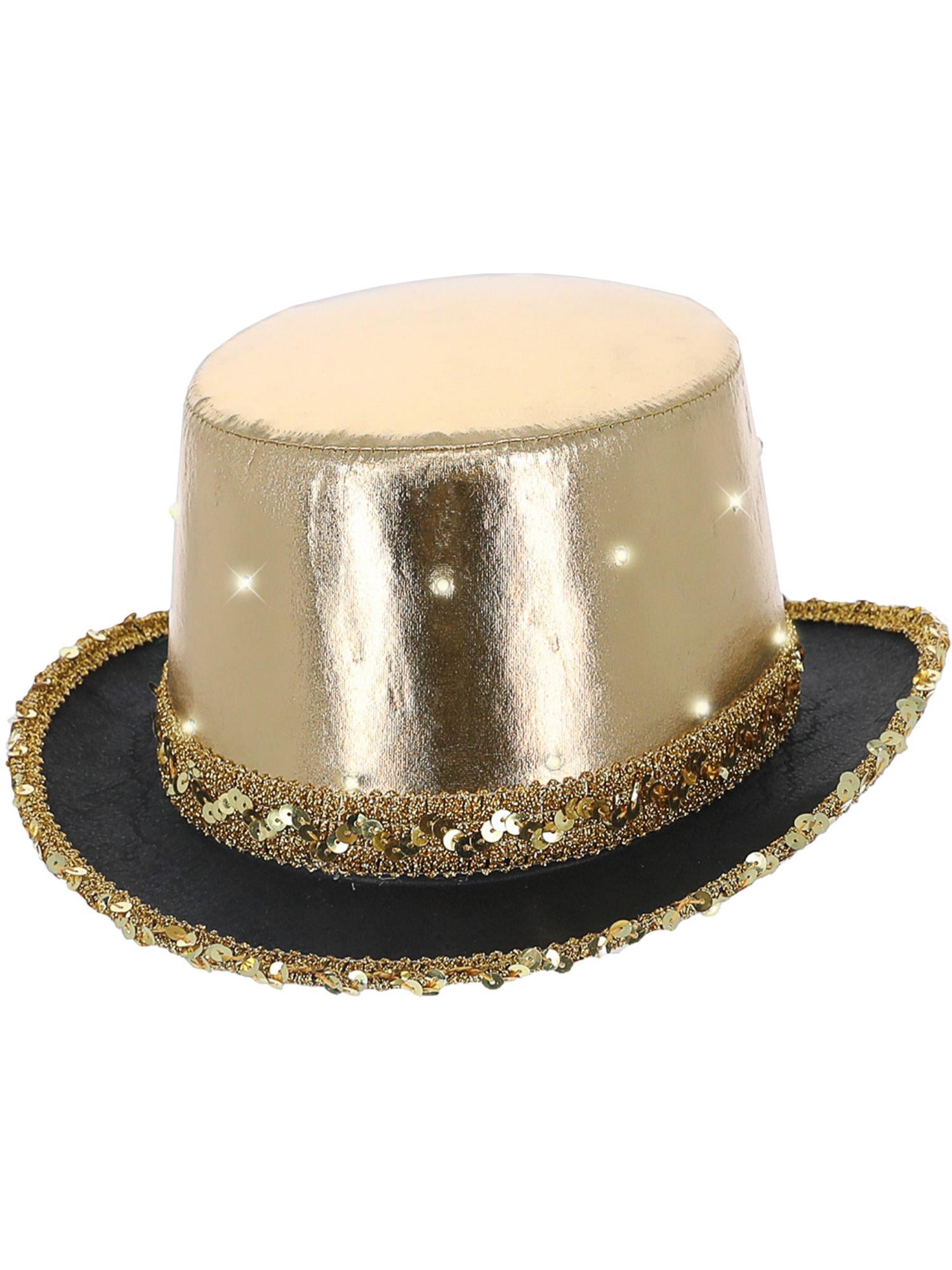 LED Light Up Metallic Top Hat, Gold 1