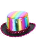 LED Light Up Metallic Top Hat, Rainbow 1