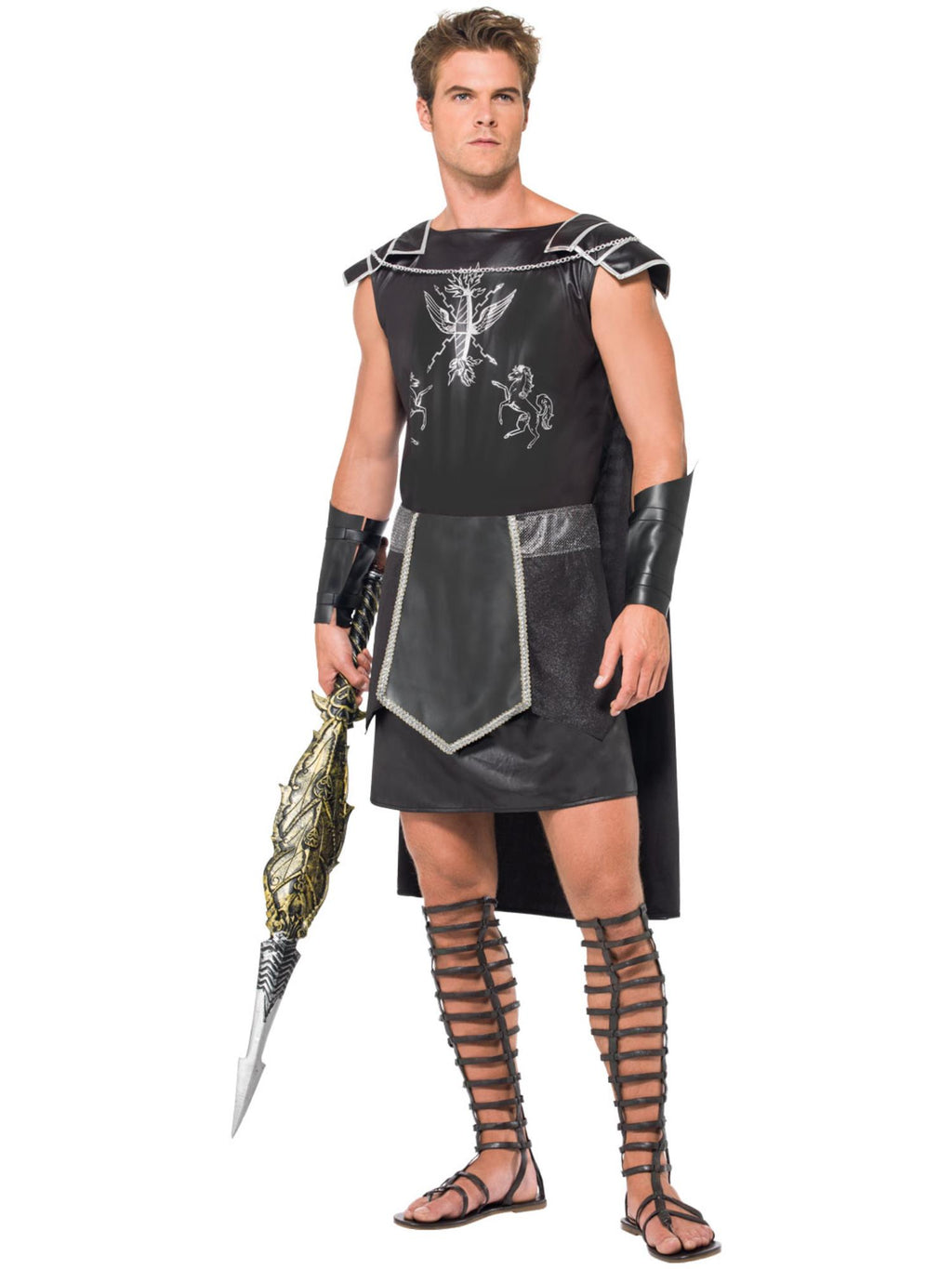 Male Dark Gladiator Costume, Black 1