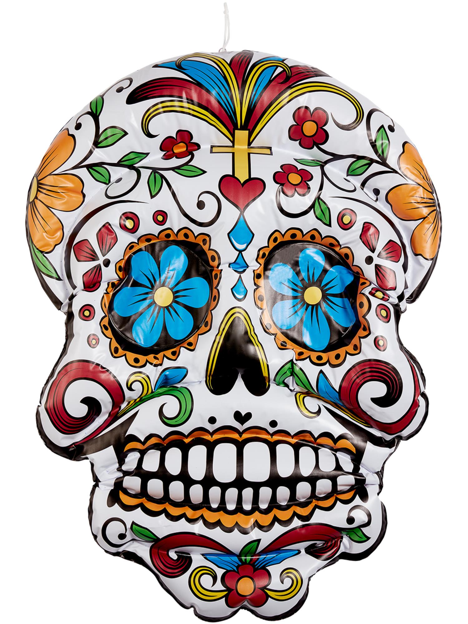 Inflatable Day of the Dead Hanging Skull, White 1