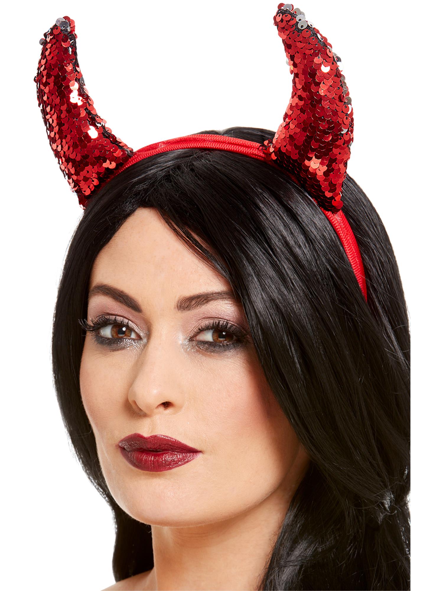 Reversible Sequin Devil Horns, Red 1