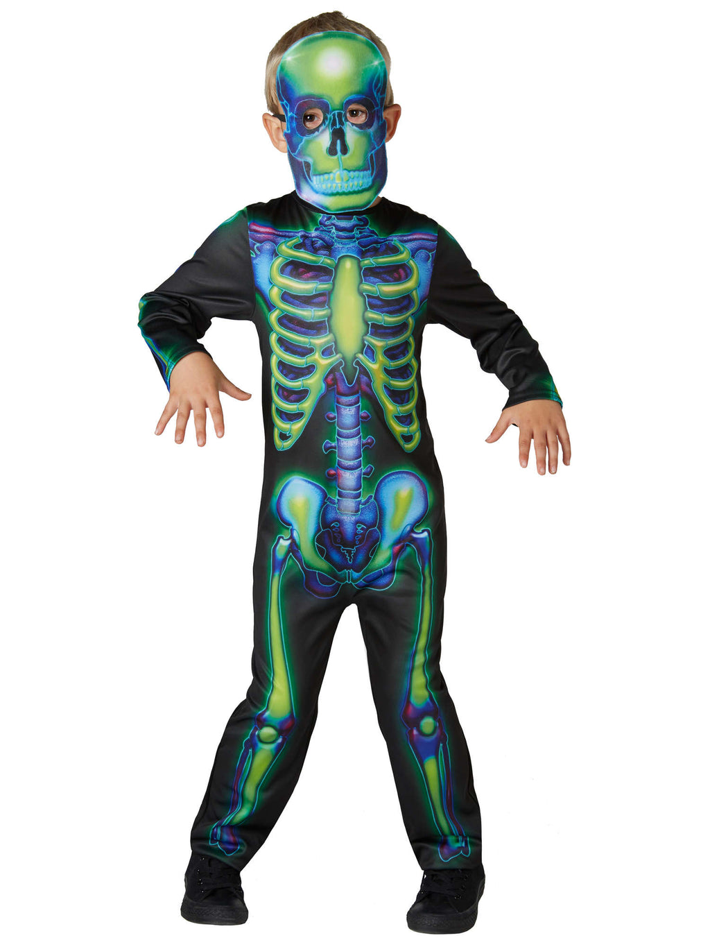 Neon Skeleton Glow In The Dark Costume - Childrens 1