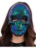 Sequin Skull Mask, Two Tone Blue & Green 1