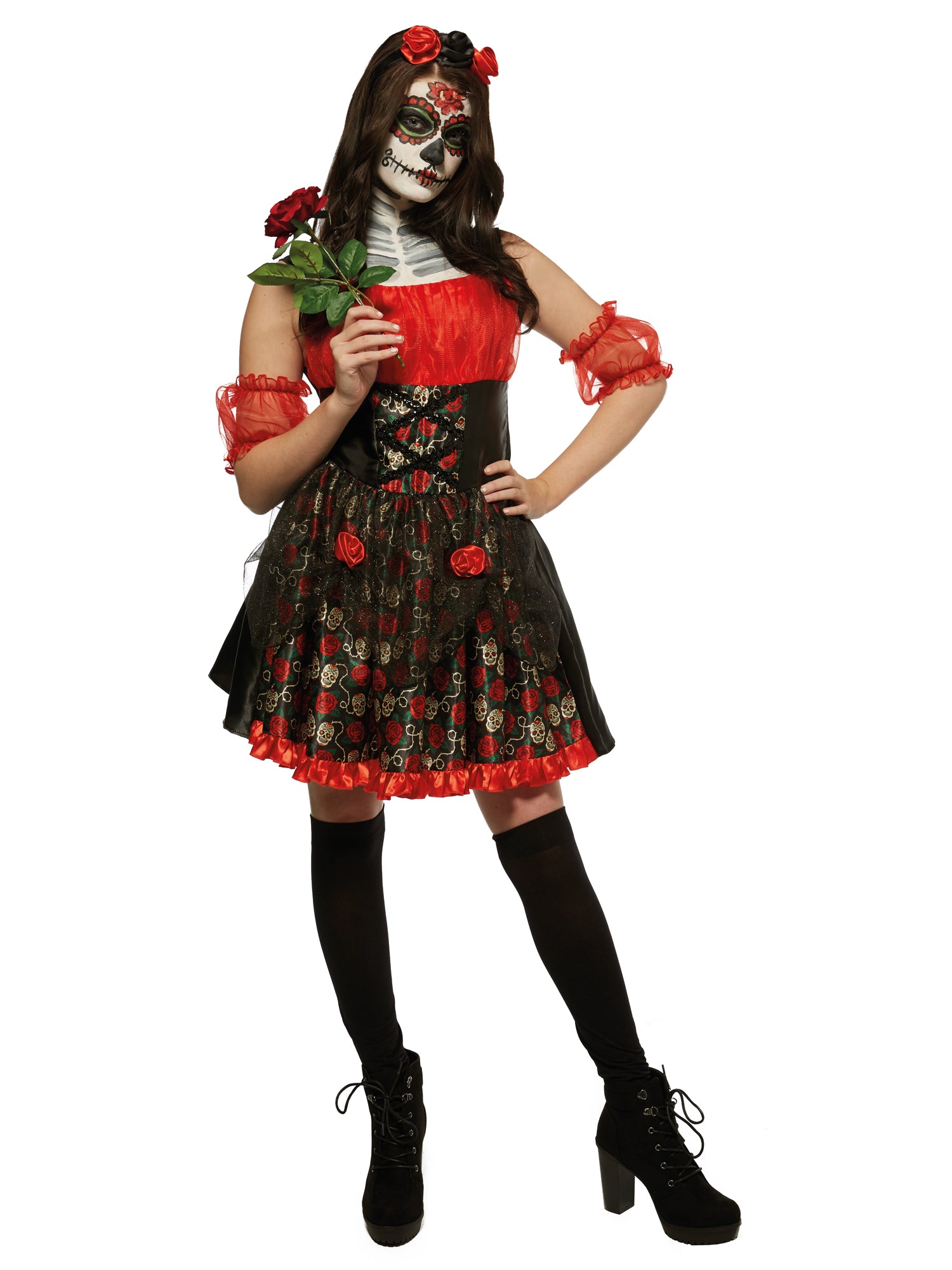 RED ROSE DAY OF THE DEAD COSTUME - WOMENS 1