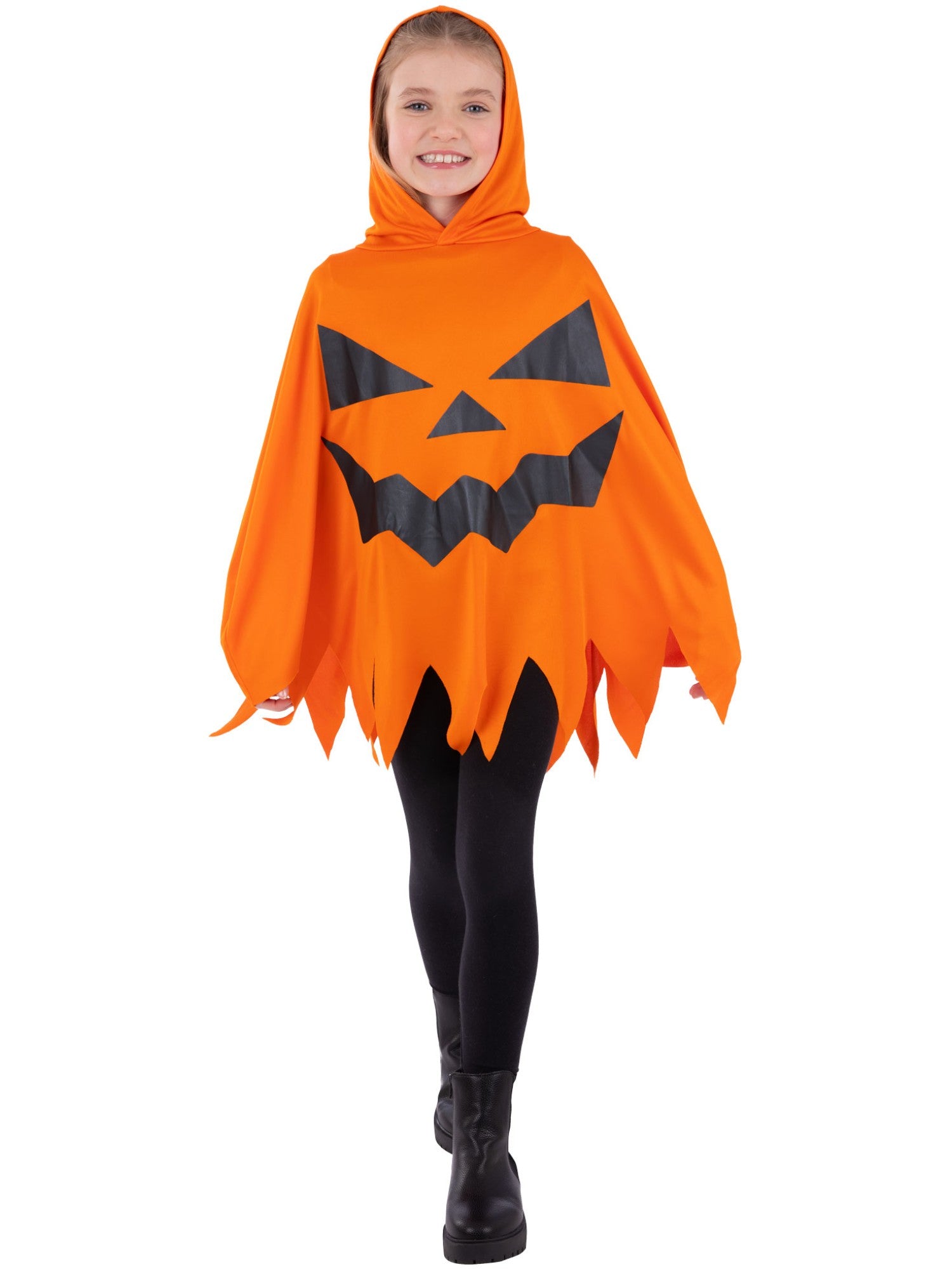 Pumpkin Poncho, Orange, Kids 1