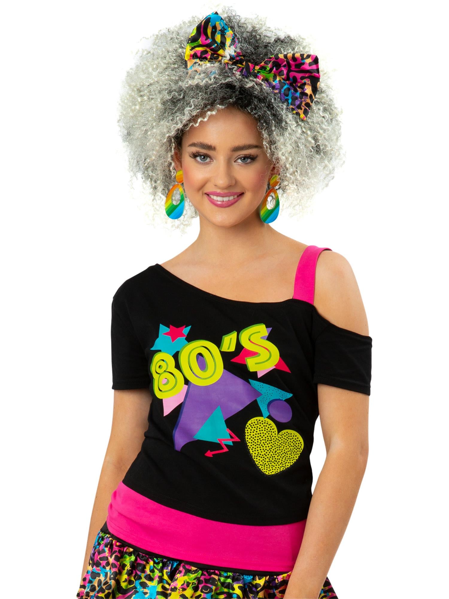 80s Off the Shoulder T-Shirt, Printed 1