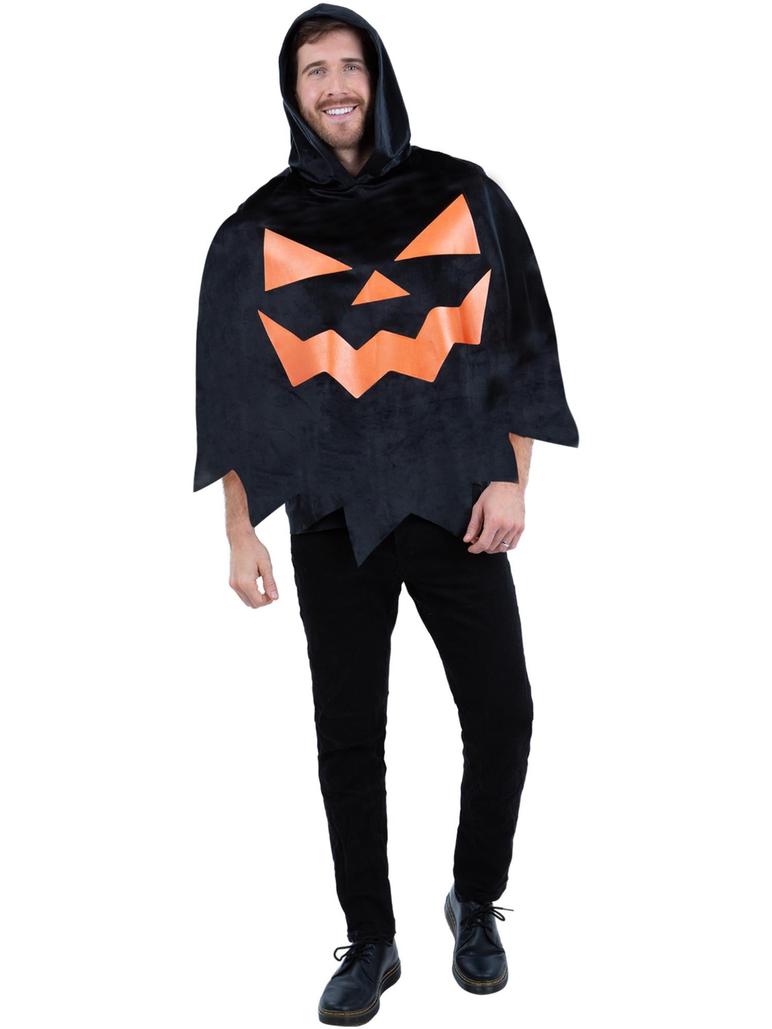 Black Pumpkin Poncho, Adult Unisex 1