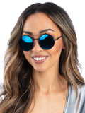 Metallic Blue Flip Up Mirrored Round Specs 1