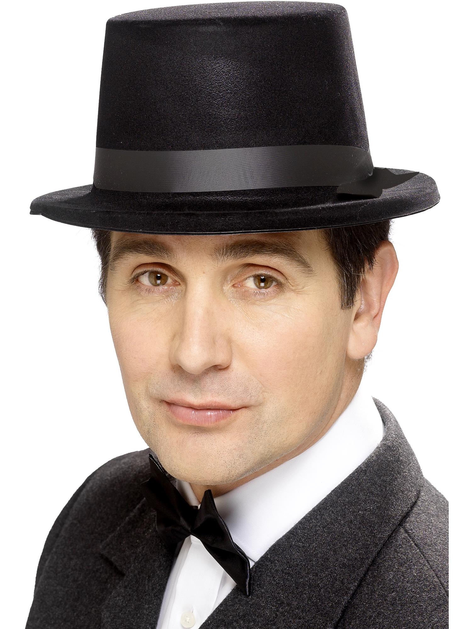 Flocked Topper Hat, Black 1