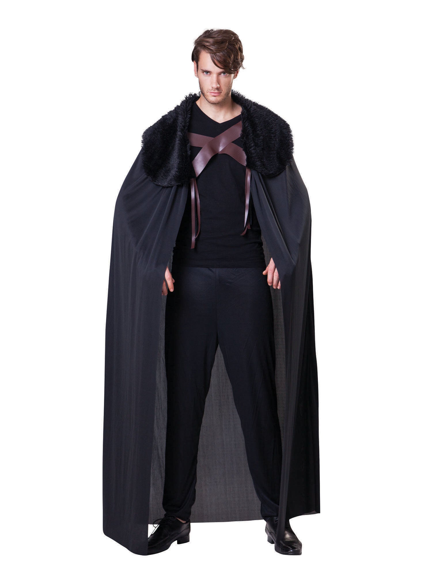 Cape Mens Black W/ Fur Collar 1