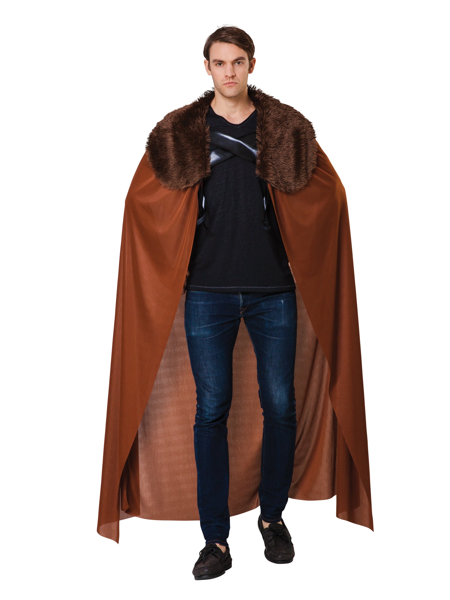 Cape Mens Brown W/Fur Collar 1
