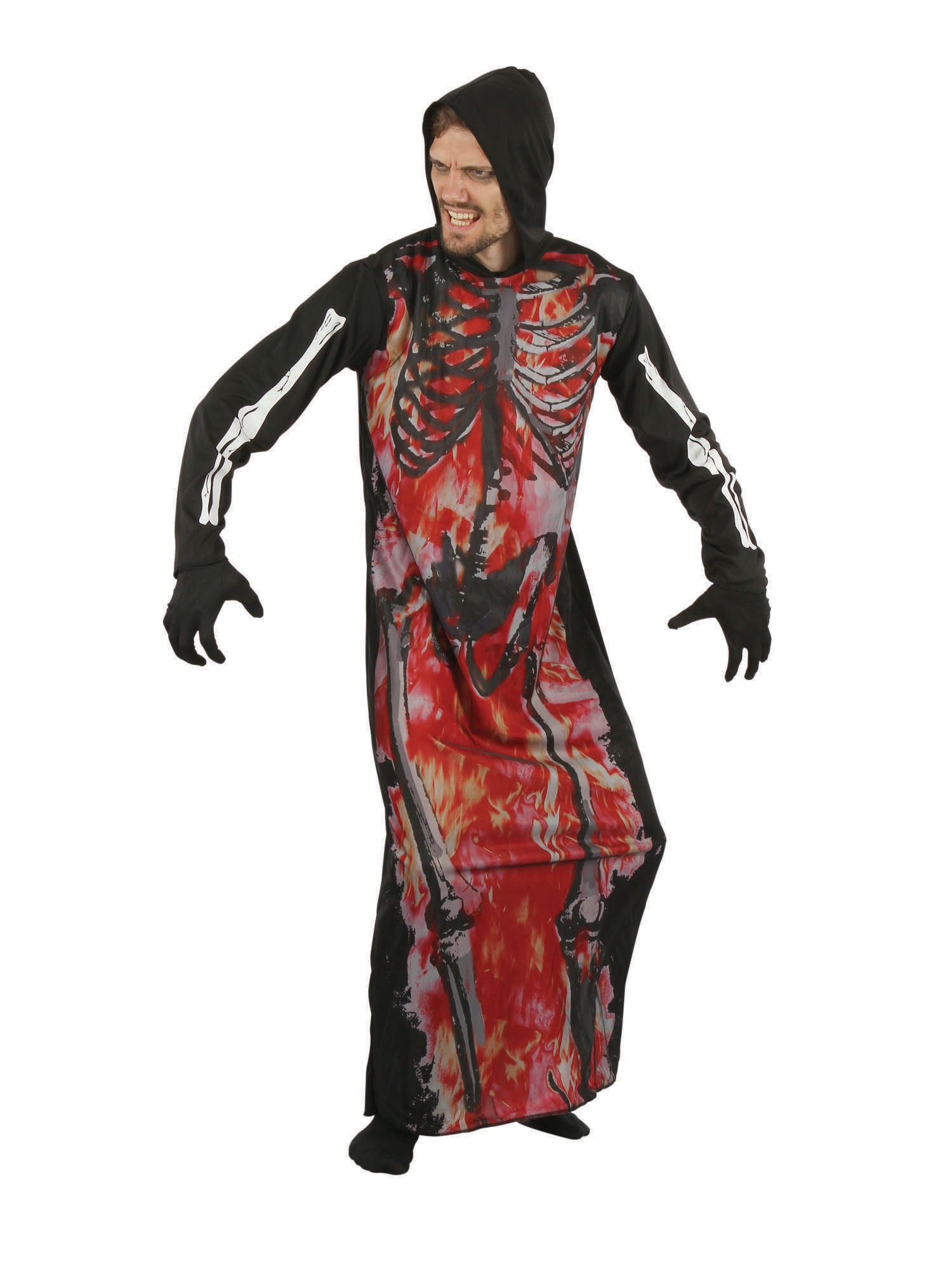 Hooded Skeleton On Fire Robe 1