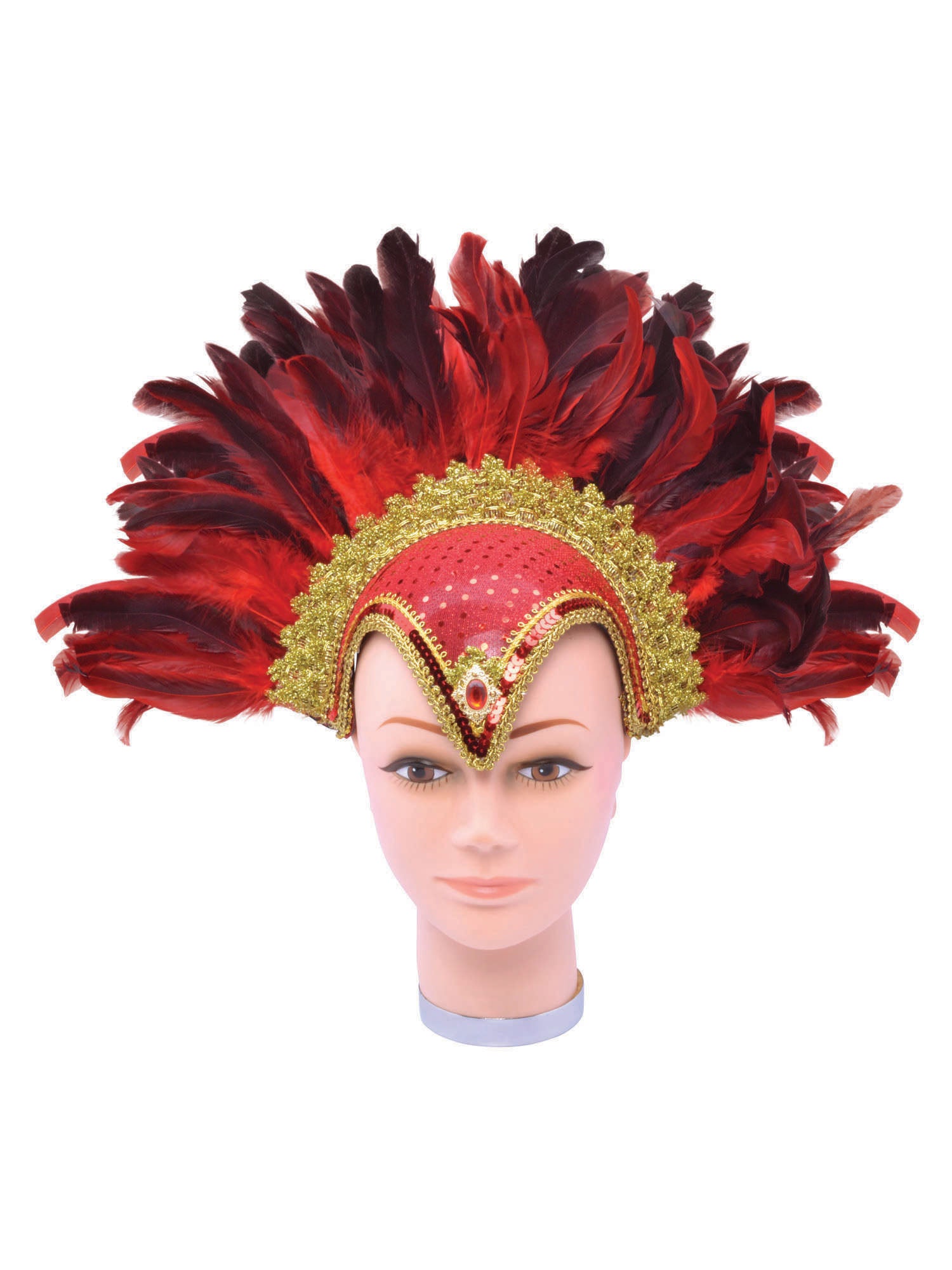 Feather Headpiece Red Jewel And Plume 1