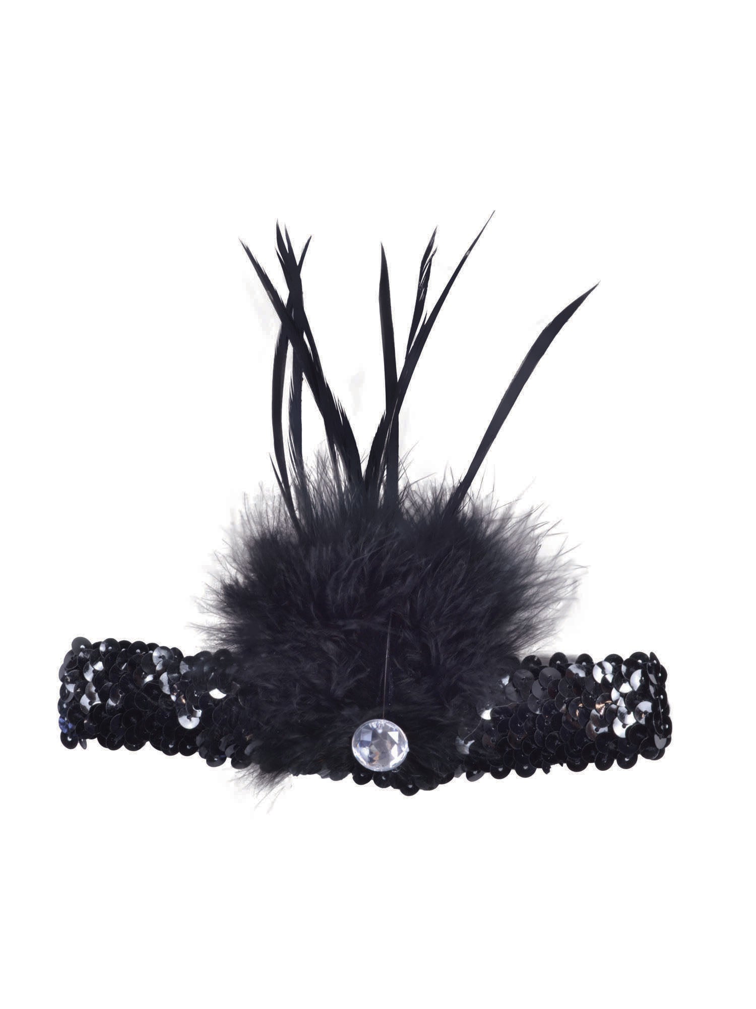 Flapper Headband Blk Sqn + Feather 1
