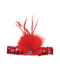 Flapper Headband Red Sqn + Feather 1