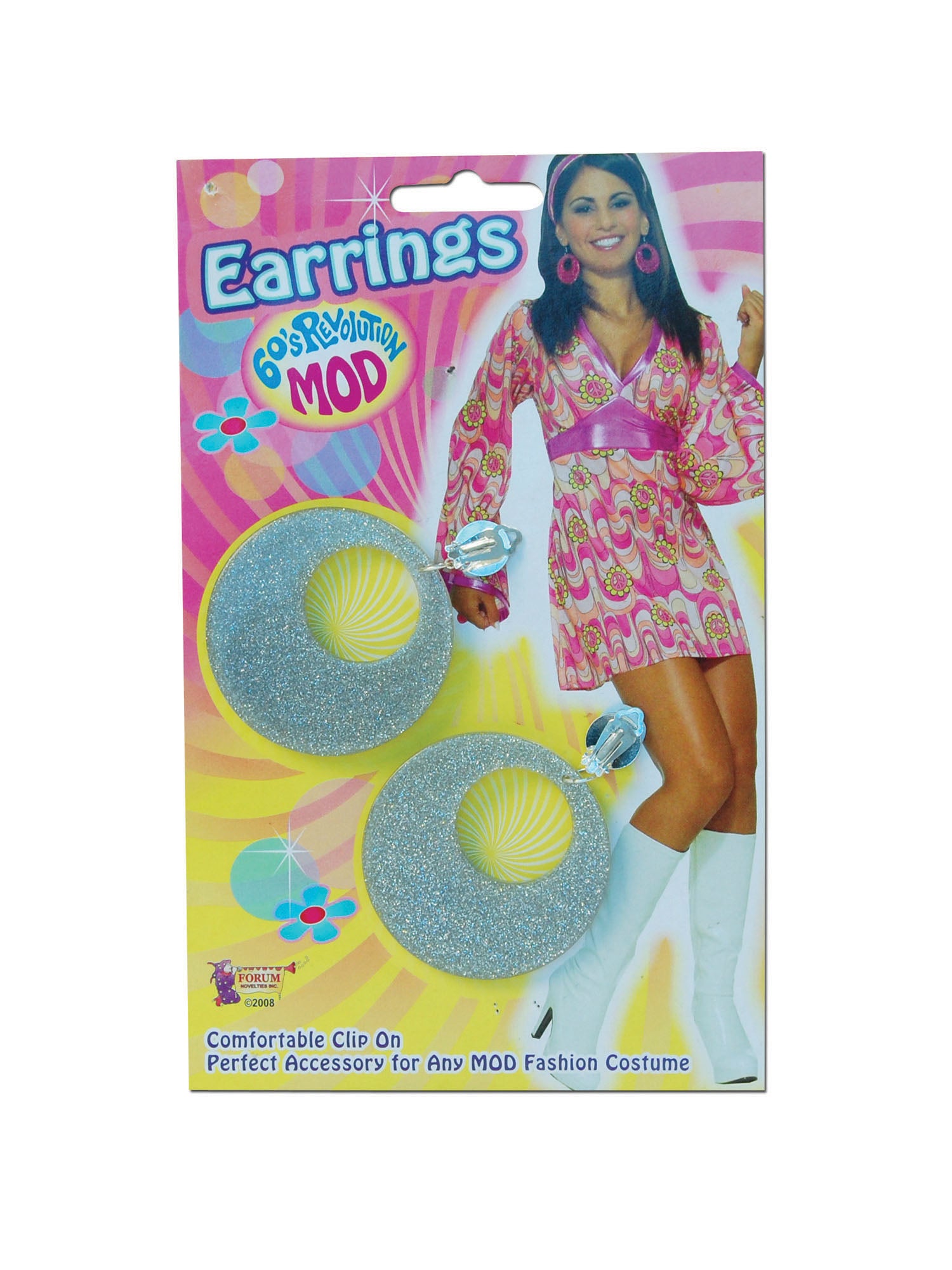 Silver Mod Glitter Earrings 1