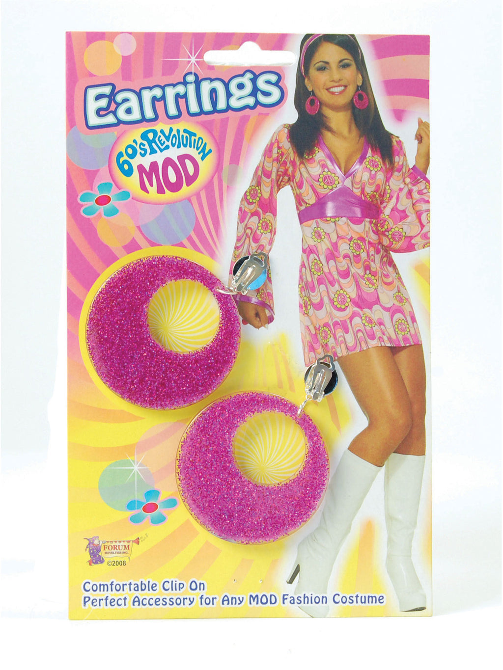 Pink Mod Glitter Earrings 2