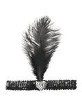 Black Flapper Headband Crystal Heart 1