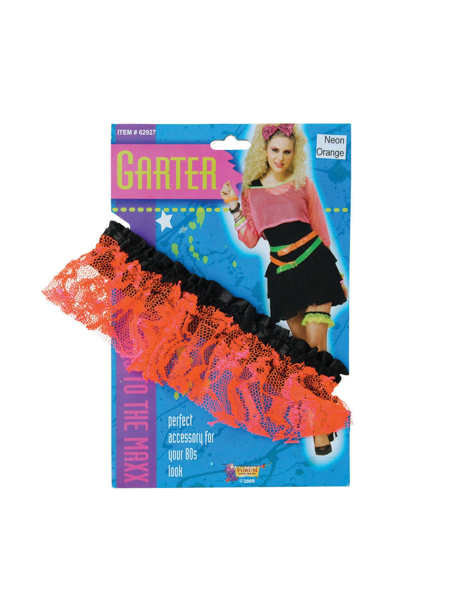 80's Neon Lace Garter Orange 1