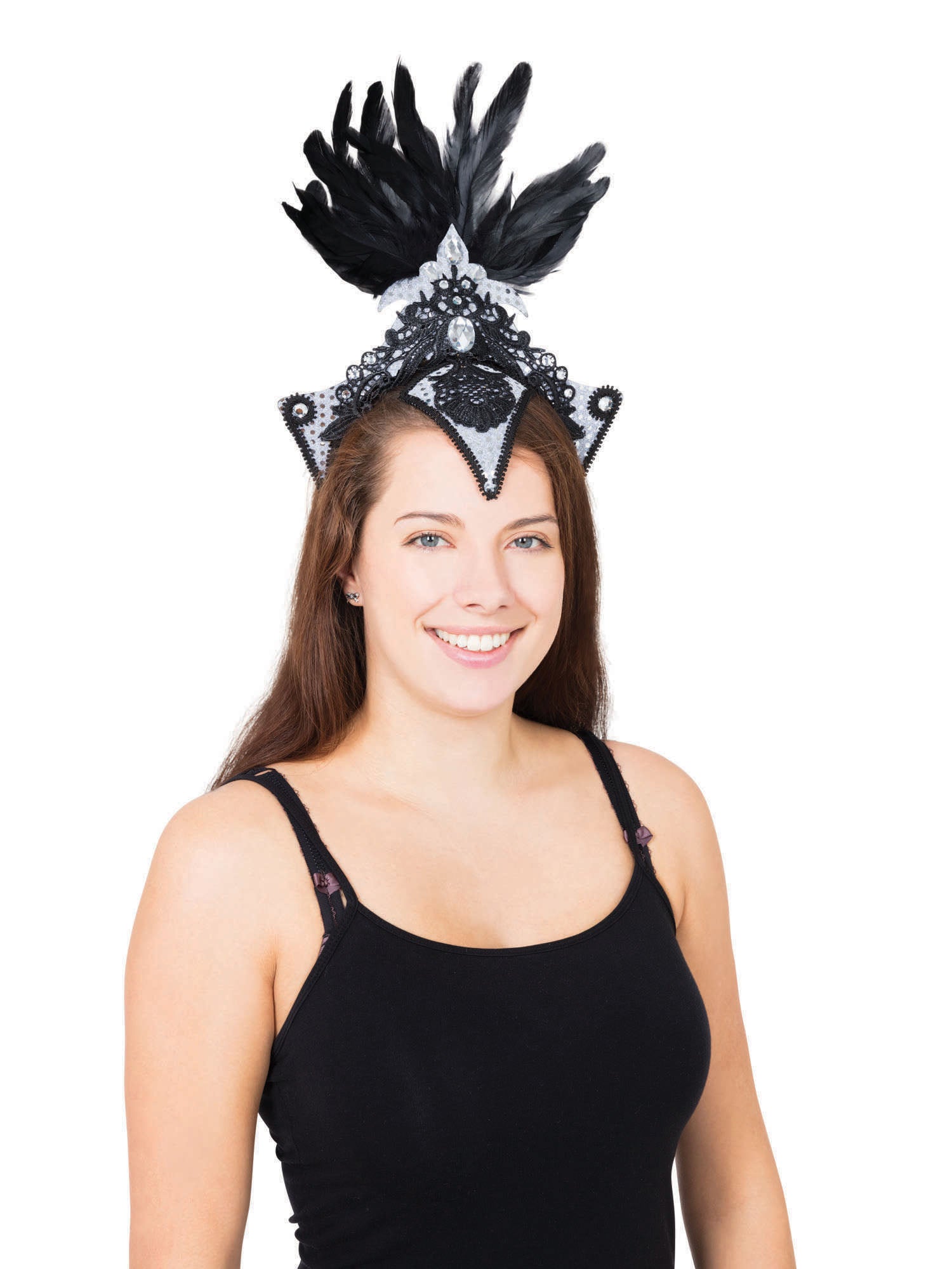 Burlesque Headpiece Silver/Black 1